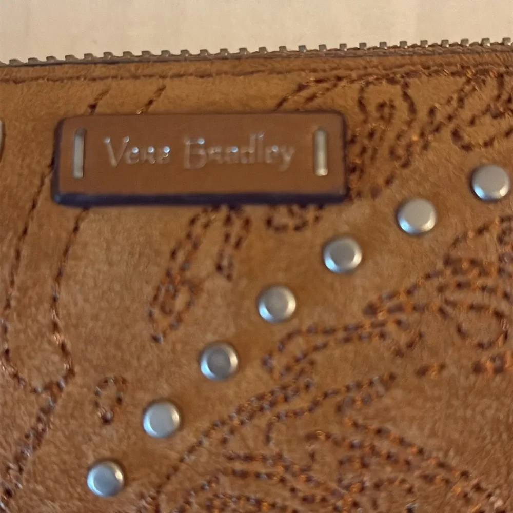 Vera Bradley leather studded wallet with removable wristlet strap, brown - Picture 3 of 8